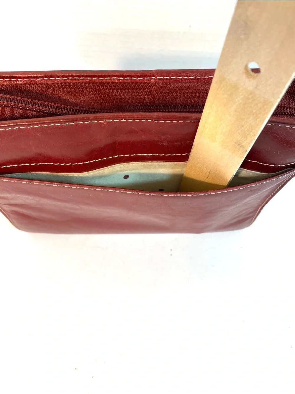 FRANKLIN COVEY Red Leather Zippered Compact Binder